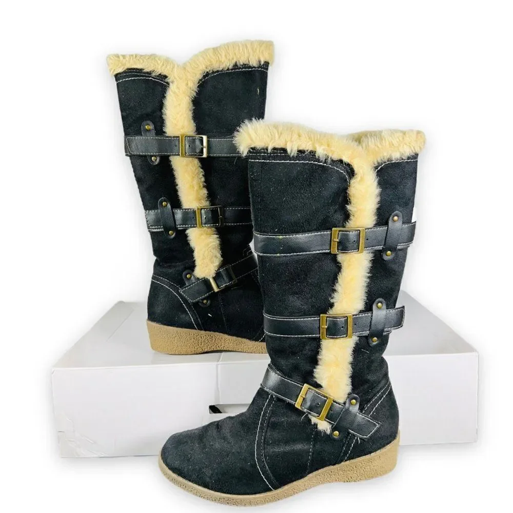 Nine West Darrion Winter Casual Boots Black Youth 4M‎